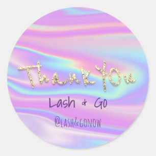 Thank You Gold Sweet 16th Wedding Holograph Classic Round Sticker