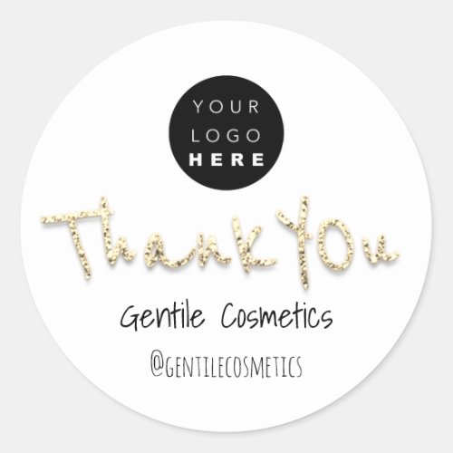 Thank You Gold Sweet 16th White Logo Classic Round Sticker