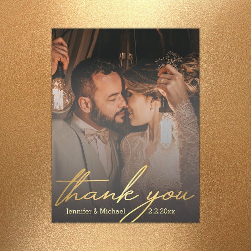  thank yougolden calligraphy wedding photo magnet