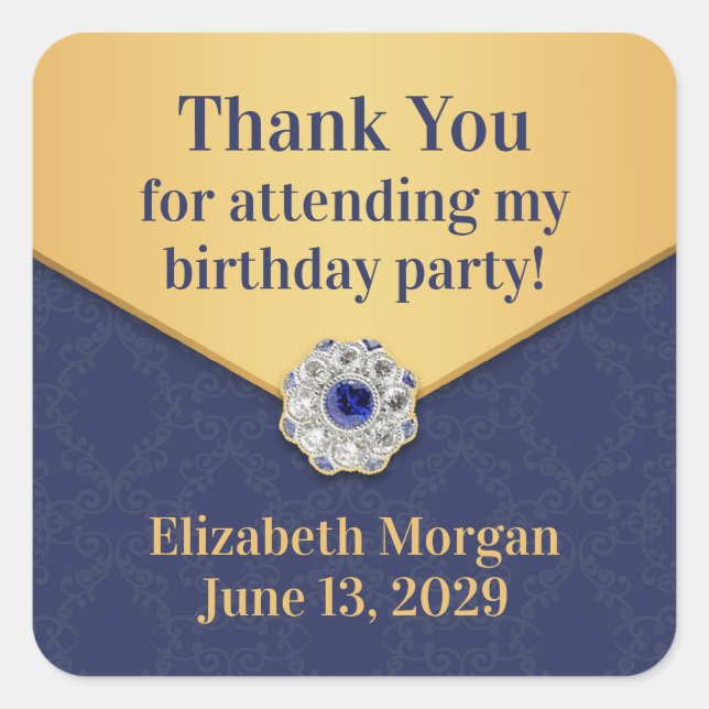 Thank You Golden Damask Sticker (Front)