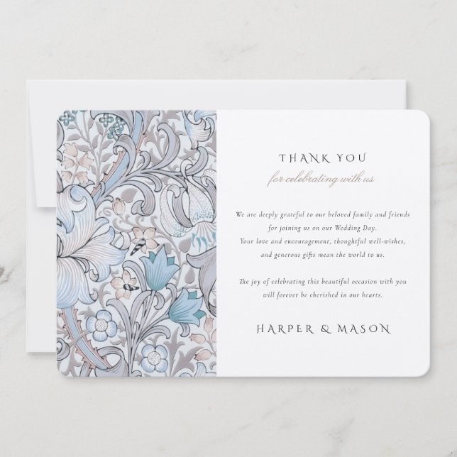 Thank You Golden Lily Classic Pastel Morris Invitation (Front)