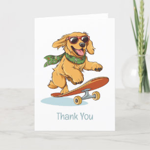 Thank You Golden Retriever Dog Skateboarding