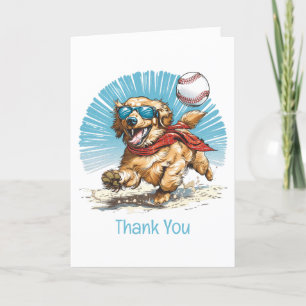 Thank You Golden Retriever Playing Baseball Card