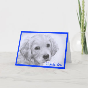 Thank You Golden Retriever Puppy Drawing Card