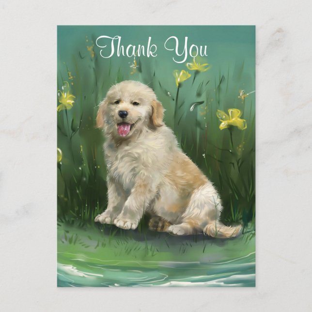 Thank You Golden Retriever Puppy Postcard (Front)