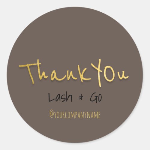 Thank You Golden Script Brown Event Favor Classic Round Sticker