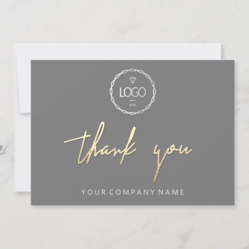 Thank You Golden Script Business  Logo Gray  Invitation