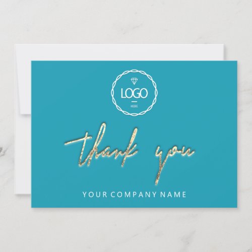 Thank You Golden Script Business  Logo Water Invitation