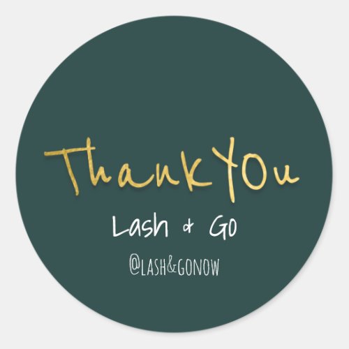 Thank You Golden Script Green Wedding Event Favor Classic Round Sticker