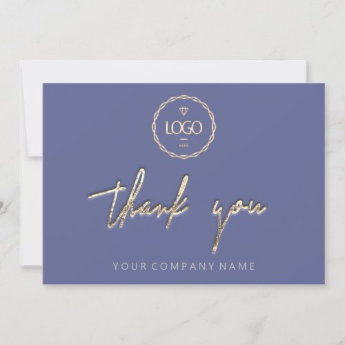 Thank You Golden Script  Logo Script Smoky Blue Invitation