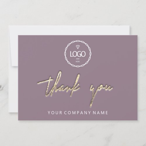 Thank You Golden Script  Logo Script Smoky Purple Invitation