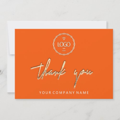 Thank You Golden Script  Logo Yellow Orange Coral Invitation