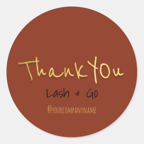 Thank You Golden Script Red Maroon Event Favor Classic Round Sticker
