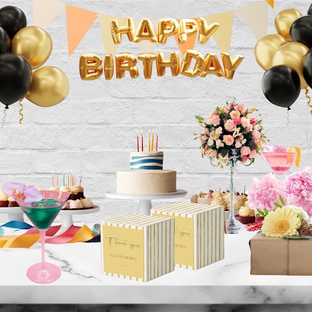 Thank you golden text and stripes 50 th birthday favor boxes (Creator Uploaded)