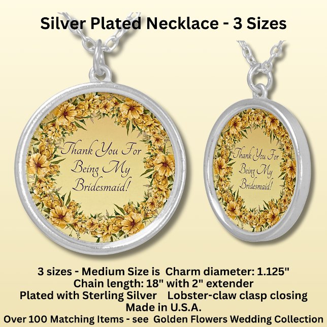 Thank You, Golden Yellow Flowers Wedding Set  Silver Plated Necklace (Creator Uploaded)