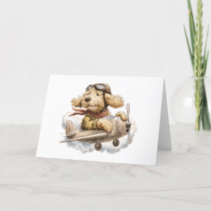 Thank You Goldendoodle Dog Pilot Airplane Card