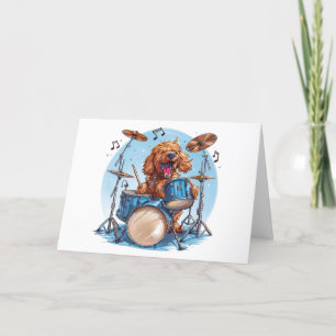 Thank You Goldendoodle Dog Playing Drums Card