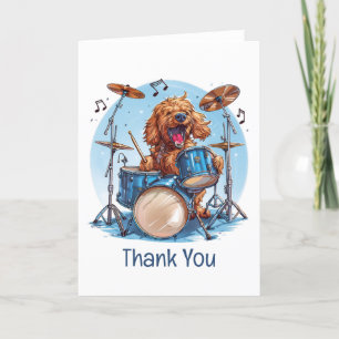 Thank You Goldendoodle Dog Playing Drums Card