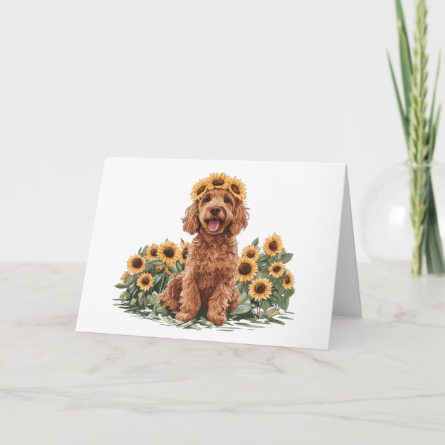 Thank You Goldendoodle Dog Sunflower Crown (Front)