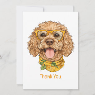Thank You Goldendoodle Dog Sunglasses Oranges Card