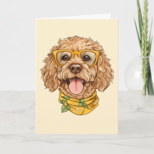Thank You Goldendoodle Dog Sunglasses Oranges Card