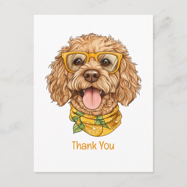 Thank You Goldendoodle Dog Sunglasses Oranges Postcard (Front)