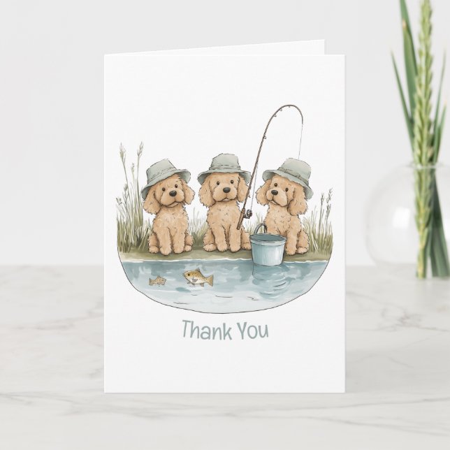 Thank You Goldendoodle Dogs Fishing (Front)