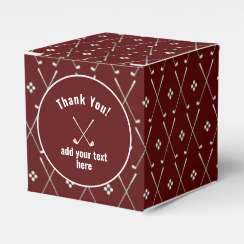 Thank You Golf Club Pattern Wine Color Favor Boxes