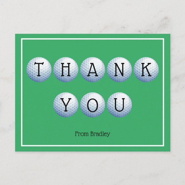 Thank You Golf Custom Personalized Postcard (Front)