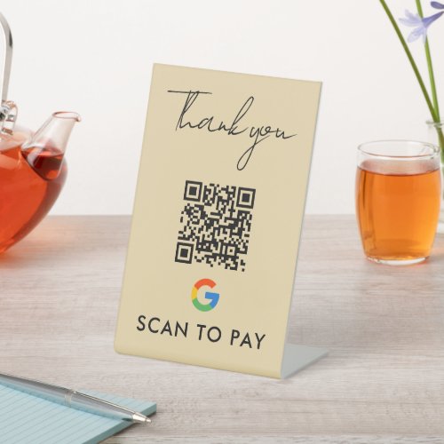 Thank You Google Pay QR Code Scan to Pay Groovy Pedestal Sign