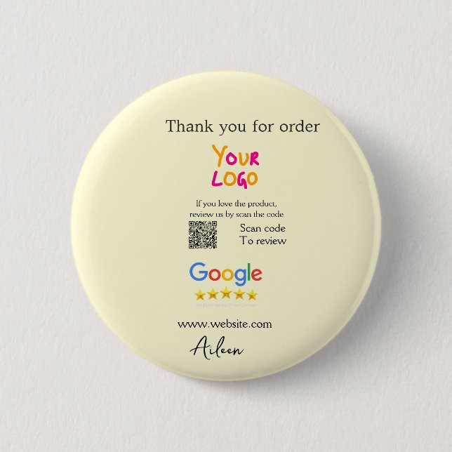 Thank you Google review scan QR business Button (Front)