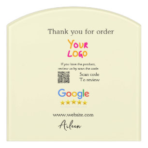 Thank you Google review scan QR business Door Sign