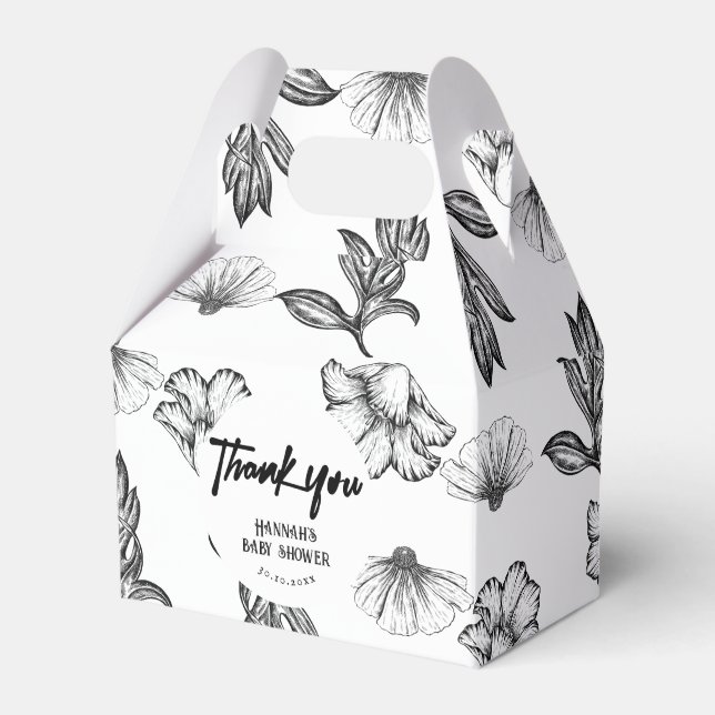Thank you Gothic Flower Baby Shower party Favor Boxes (Front Side)