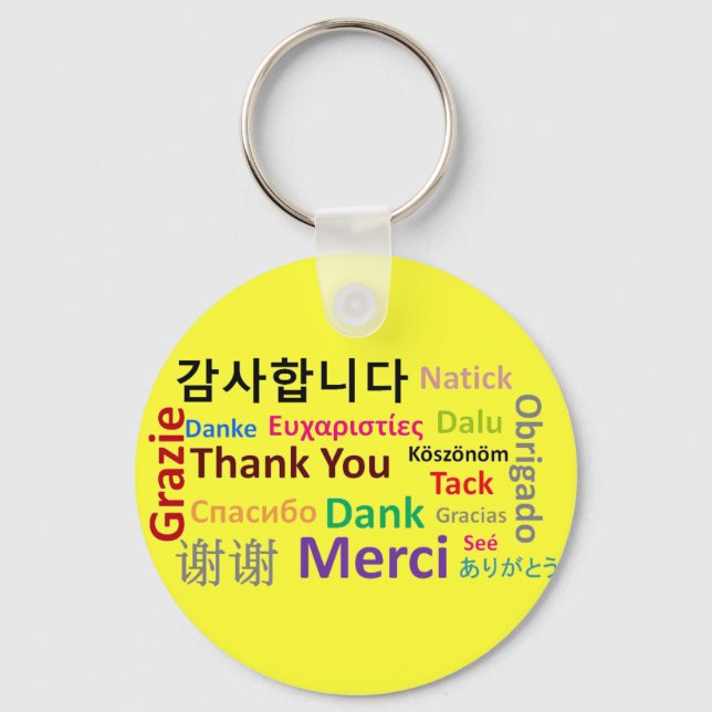 Thank You, Gracias, Merci, Dank Keychain (Front)