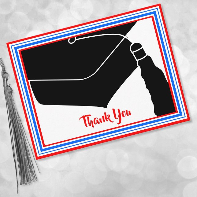 Thank You Grad Cap Red White and Blue Postcard (Creator Uploaded)