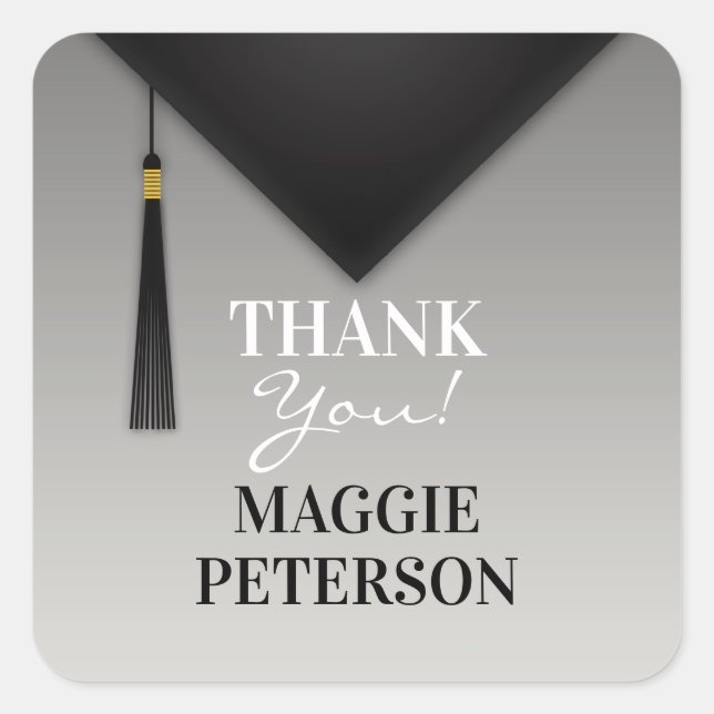 Thank You Graduation Black Hat Tassel Sticker (Front)