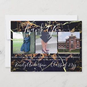 Thank You Graduation Card 3 x PHOTO Collage MARBLE