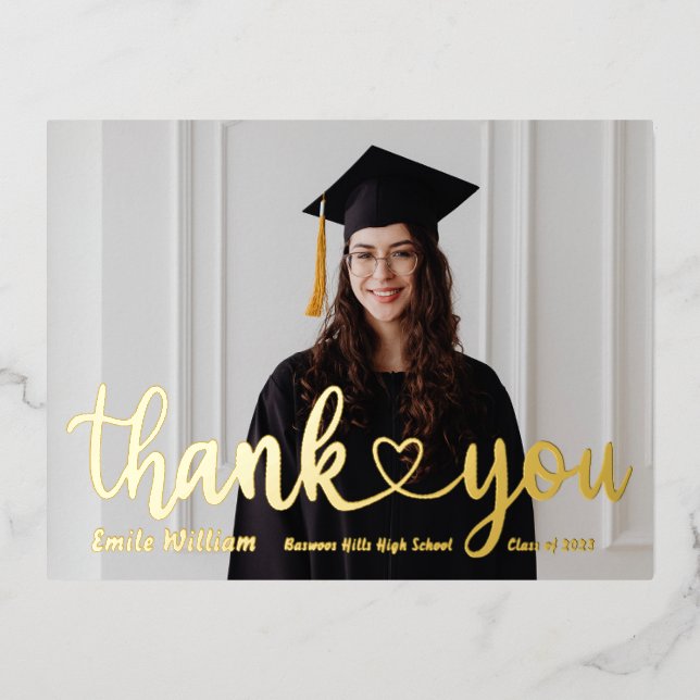Thank you Graduation Foil Holiday Postcard (Front)