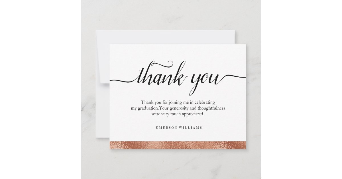 Thank You Graduation Gold Foil Thank You Note Card Zazzle