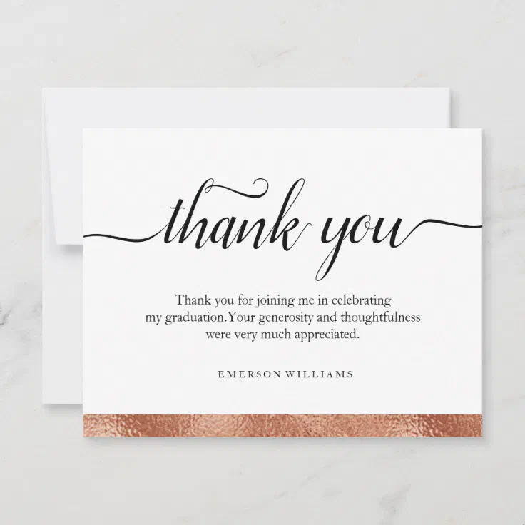 Thank You Graduation Gold Foil Thank You Note Card Zazzle