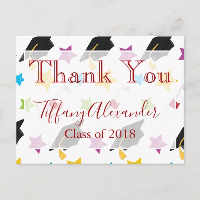 Thank You Graduation Stars Postcard (Front)