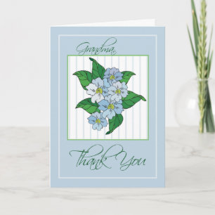 Thank You Grandma with Blue Flowers Illustration