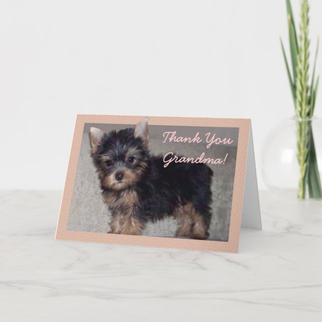 Thank You Grandma Yorkshire puppy card (Front)