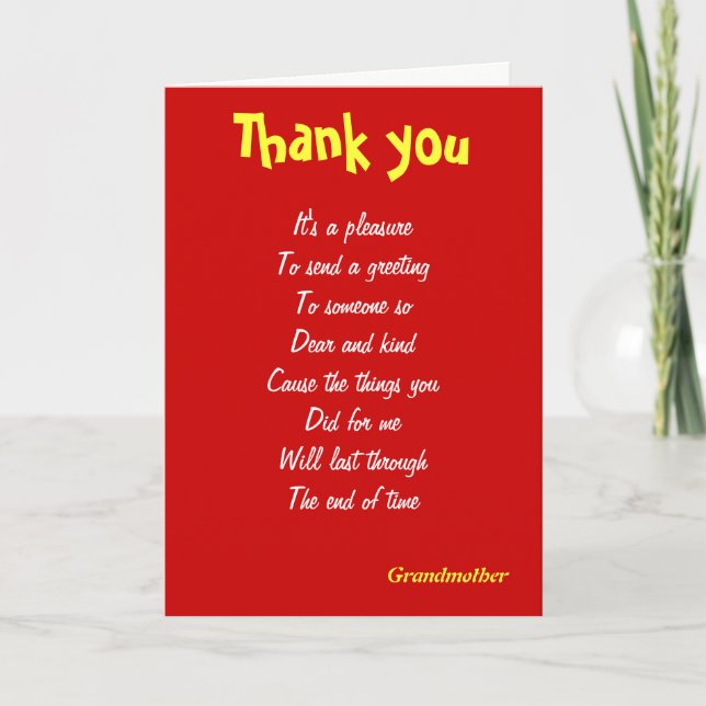 Thank you grandmother cards (Front)
