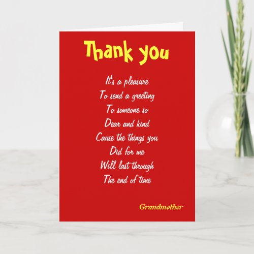 Thank you grandmother cards