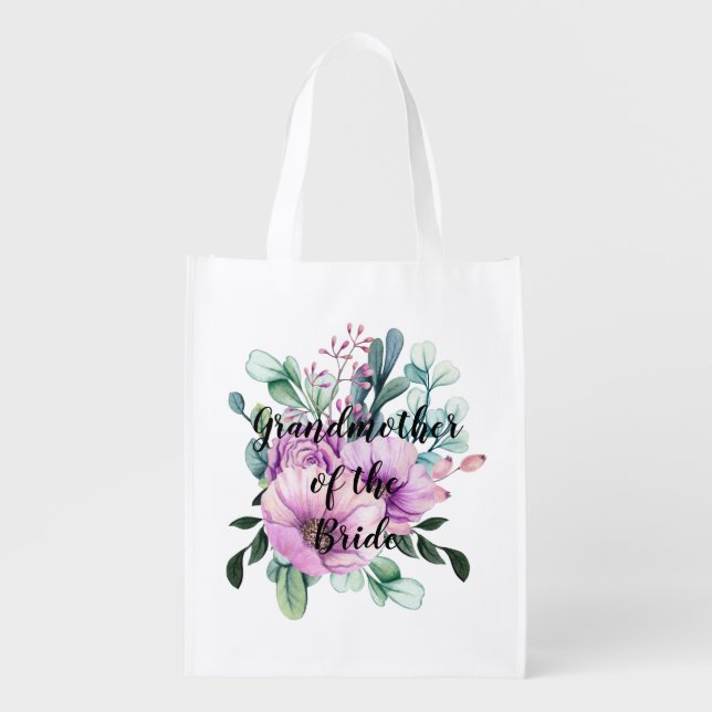 Thank You Grandmother of the Bride or Groom Purple Grocery Bag (Front)
