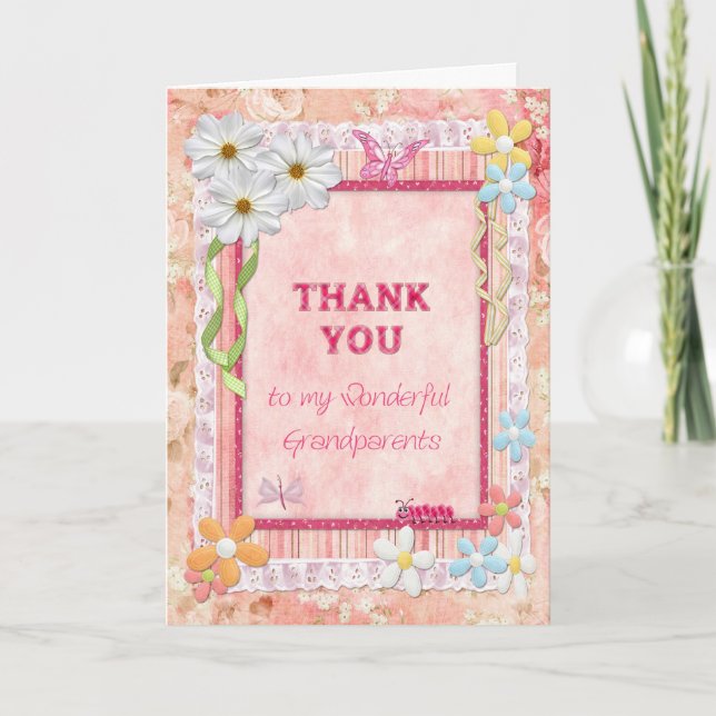 Thank you grandparents, flowers craft card (Front)