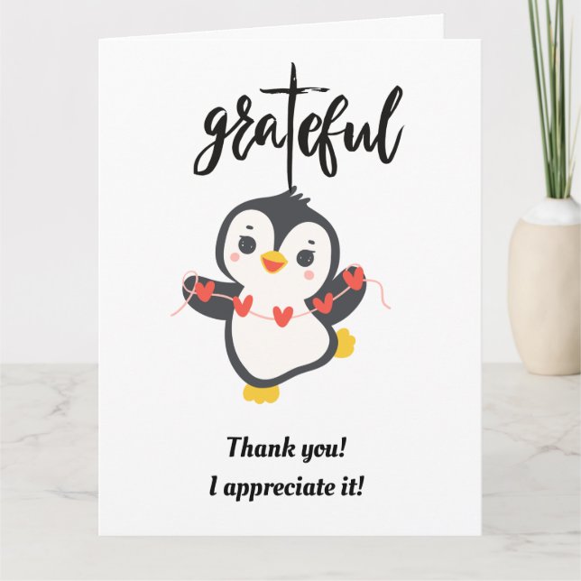 THANK YOU/GRATEFUL FOLDED PENGUIN CARD (Front)