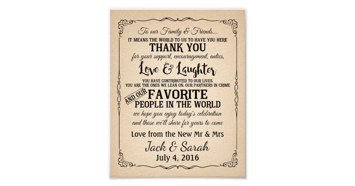 Thank you grateful wedding sign | Zazzle