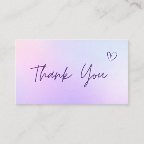 Thank You Gratitude Abstract Pink Purple Gradient  Business Card